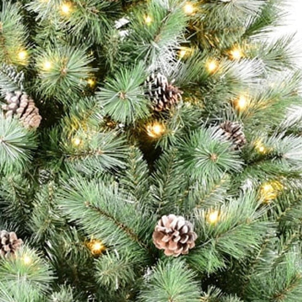 HomeRoots 7.5' Pre Lit Full Pine Christmas Tree - Lush, Hassle-Free Setup with 450 LED Lights for Festive Cheer 713091