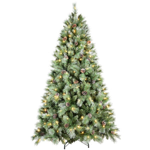 HomeRoots 6' Pre-Lit Flocked Fir Christmas Tree - Lush, Energy-Efficient, Easy Setup for Stunning Holiday Decor 72 713094