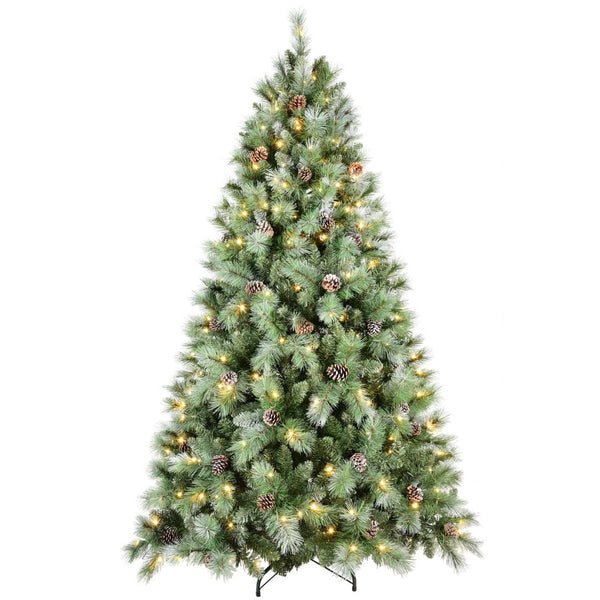 HomeRoots 6' Pre-Lit Flocked Fir Christmas Tree - Lush, Energy-Efficient, Easy Setup for Stunning Holiday Decor 72 713094