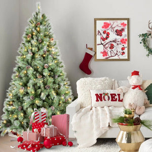 HomeRoots 6' Pre-Lit Flocked Fir Christmas Tree - Lush, Energy-Efficient, Easy Setup for Stunning Holiday Decor 72 713094