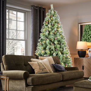 HomeRoots 6' Pre-Lit Flocked Fir Christmas Tree - Lush, Energy-Efficient, Easy Setup for Stunning Holiday Decor 72 713094
