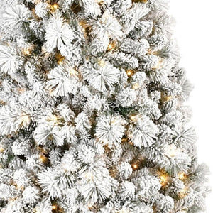 HomeRoots 4' White Pre-Lit Pine Christmas Tree – Elegant, Full, and Easy to Set Up with 350 LED Lights for Joyful Decor 713095