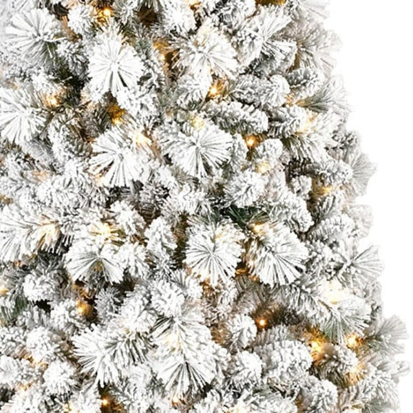 HomeRoots 4' White Pre-Lit Pine Christmas Tree – Elegant, Full, and Easy to Set Up with 350 LED Lights for Joyful Decor 713095
