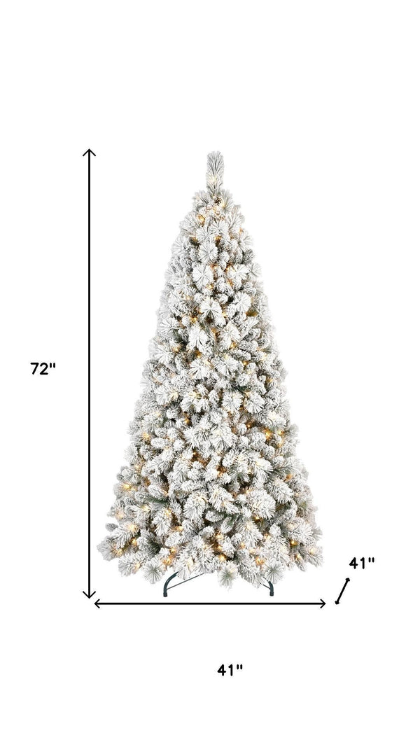 HomeRoots 4' White Pre-Lit Pine Christmas Tree – Elegant, Full, and Easy to Set Up with 350 LED Lights for Joyful Decor 713095