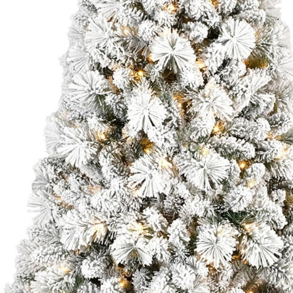 HomeRoots 5' White Pre Lit Full Pine Christmas Tree - Lush 250 LED Lights, Easy Setup, Perfect for Cozy Spaces 713096