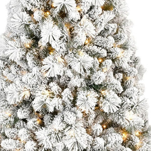 HomeRoots 8' White Pre Lit Full Pine Christmas Tree – Elegant, Easy Setup, Warm LED Glow for Holiday Cheer 713099