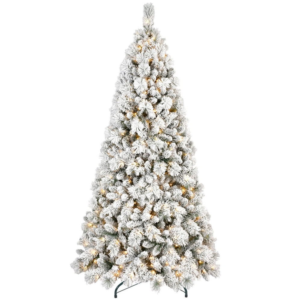 HomeRoots 9' White Pre Lit Full Pine Christmas Tree - Elegant Winter Wonderland Decor with 750 LED Lights 713100
