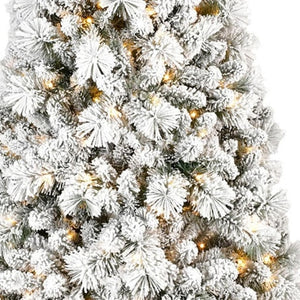 HomeRoots 9' White Pre Lit Full Pine Christmas Tree - Elegant Winter Wonderland Decor with 750 LED Lights 713100