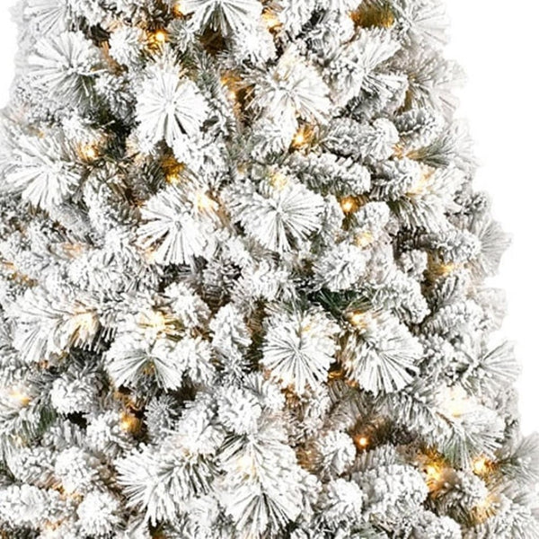 HomeRoots 9' White Pre Lit Full Pine Christmas Tree - Elegant Winter Wonderland Decor with 750 LED Lights 713100