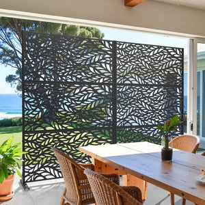 HomeRoots 72" Black Metal Six-Panel Room Divider - Stylish Privacy Screen for Home, Office, and Events 713103