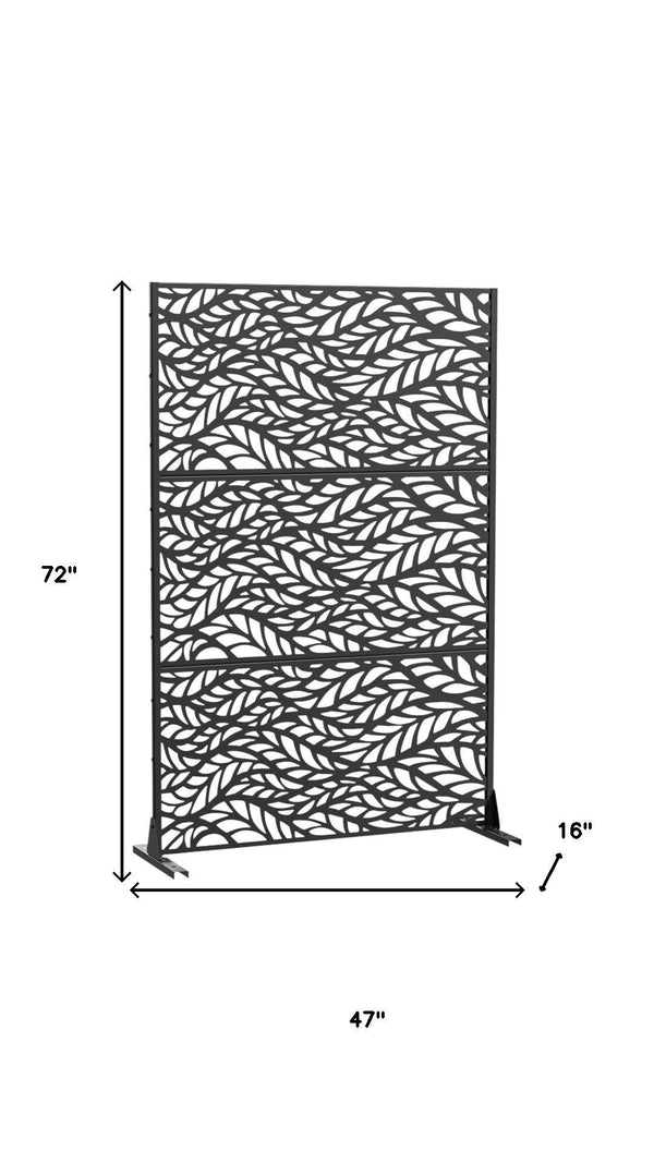 HomeRoots 72" Black Metal Six-Panel Room Divider - Stylish Privacy Screen for Home, Office, and Events 713103