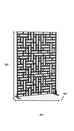 HomeRoots 72" Black Metal Six-Panel Room Divider Screen for Indoor & Outdoor Privacy and Stylish Decor 713104