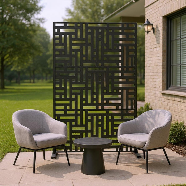 HomeRoots 72" Black Metal Six-Panel Room Divider Screen for Indoor & Outdoor Privacy and Stylish Decor 713104