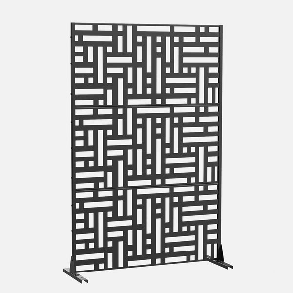 HomeRoots 72" Black Metal Six-Panel Room Divider Screen for Indoor & Outdoor Privacy and Stylish Decor 713104