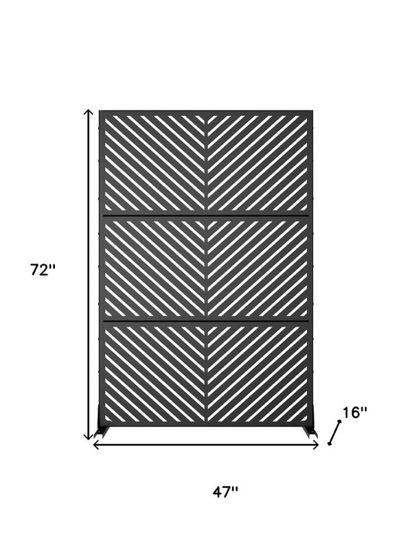 HomeRoots 72" Black Metal Six Panel Room Divider - Modern Privacy Screen for Indoor & Outdoor Use, Versatile Design 713106