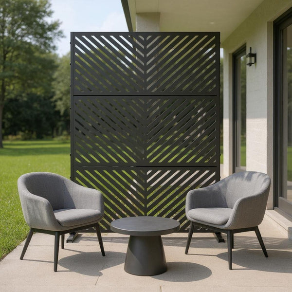 HomeRoots 72" Black Metal Six Panel Room Divider - Modern Privacy Screen for Indoor & Outdoor Use, Versatile Design 713106