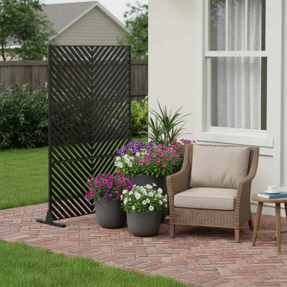 HomeRoots 72" Elegant White Metal Six-Panel Screen Room Divider for Privacy, Style, and Versatile Use 713107