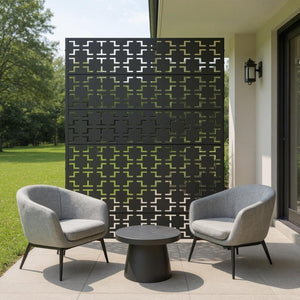 HomeRoots 72" Black Metal Six Panel Room Divider – Modern Privacy Screen for Versatile Space Solutions & Decor 713109