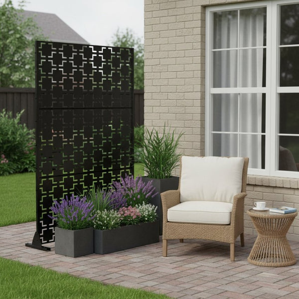 HomeRoots 72" Brown Metal Six-Panel Room Divider - Elegant Privacy Screen for Indoor & Outdoor Spaces 713110