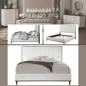 English Elm Cerana Light Gray Fabric Queen Bed with Wood & Metal Cap Legs, Upholstered Comfort, Durable Build B2726S00096