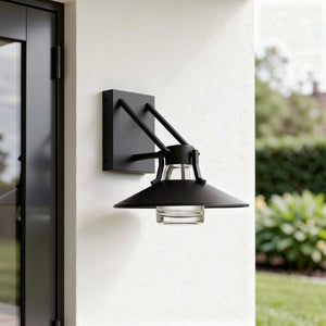 Black Dimmable Led Pendant Lantern for Outdoor Porch Patio Entryway Transparent Globe Decor