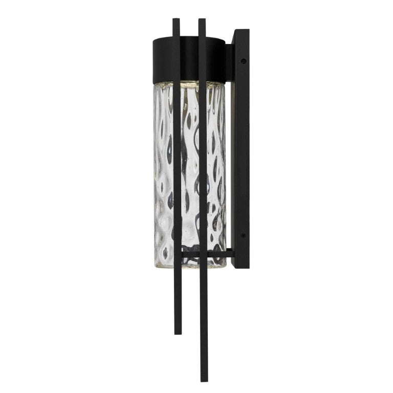 HomeRoots Seeded Glass Dimmable Led Outdoor Hanging Pendant Lantern for Porch and Patio Spaces 5.75" W x 19" H x 5.13" D 713155