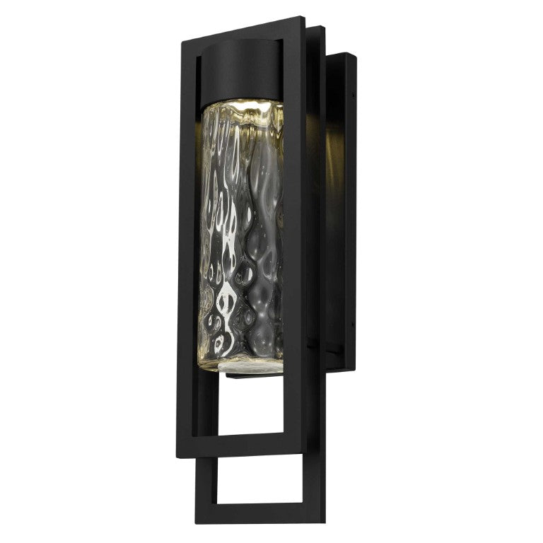HomeRoots Seeded Glass Dimmable Led Outdoor Hanging Pendant Lantern for Porch and Patio Spaces 5.75" W x 19" H x 5.13" D 713155