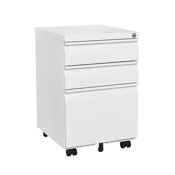 English Elm 3-drawer Rolling Steel File Cabinet Fully Assembled with Lock and Pen Tray for Office White T3625P495644