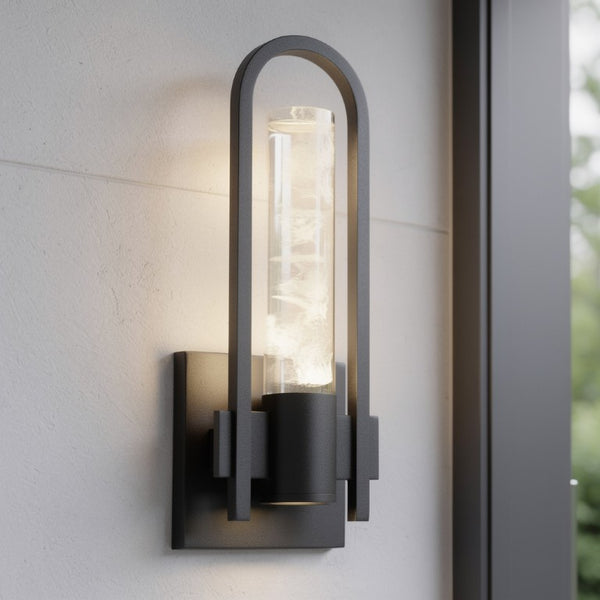 Black Dimmable Led Pendant Lantern for Outdoor Porch Patio Entryway Transparent Globe Decor