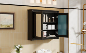 English Elm 36'' Wall Mounted Medicine Cabinet with Dual Mirrors Soft Close Doors Bathroom Storage Black N710P371186B