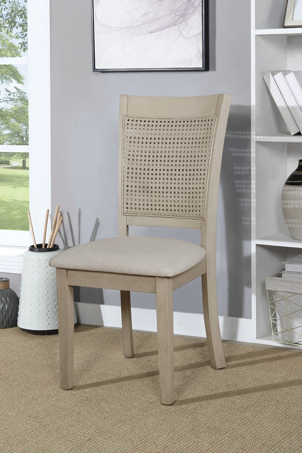 OSP Home Furnishings Walden Cane Back Dining Chair  - Set of 2 Linen / Antique White