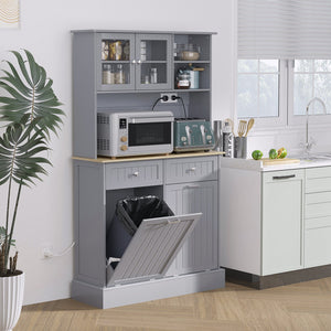 English Elm Homcom 68" Kitchen Pantry Storage Cabinet With Charging Station, Tilt-Out Bins & Adjustable Shelves W2225P229350