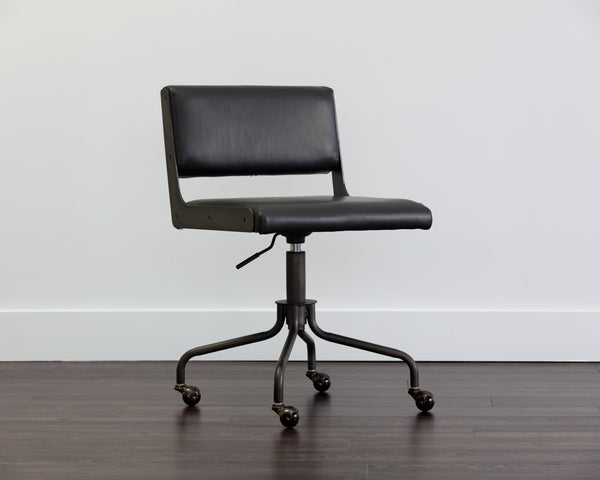 Sunpan Davis Armless Office Chair with Scandinavian Style, Industrial Flair & Exposed Steel Frame Design Dark Bronze / Onyx
