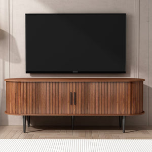English Elm Tv Stand, 55" Walnut Mid-Century Modern Console With Storage, Sliding Door & Stylish Design For Home W2641P329198-GIGA