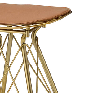 English Elm Dragea Contemporary Whiskey Faux Leather Bar Stools Set of 2 — Gold Metal Frame, 30" Seat, 220lbs Capacity B2726P306327