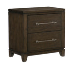 English Elm Contemporary Style Bedroom 1 Piece Nightstand Of 2 Drawers Dark Brown Finish Wooden Furniture Modern Look