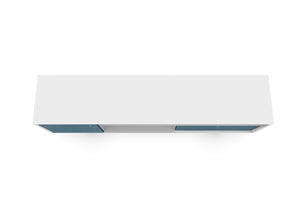 English Elm Liberty 71" TV Stand with Mid-Century Splayed Legs, Wire Management, Drawer & Cubby Storage Slate Blue B365P398352