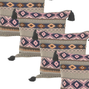 HomeRoots Set of Four 20" Beige Cotton Throw Pillow Covers – Cozy, Stylish, and Versatile Home Décor Essentials 713507