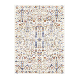 HomeRoots 8' Elegant Floral Medallion Area Rug in Brown, Blue, and Beige – Washable, Non-Slip, Stain-Resistant 8' X 10' 713554