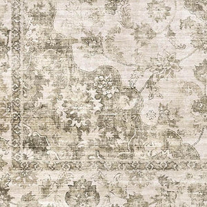 HomeRoots 8' Brown and Beige Floral Medallion Area Rug – Durable, Stain-Resistant, Machine Washable Elegance 8' X 10' 713558