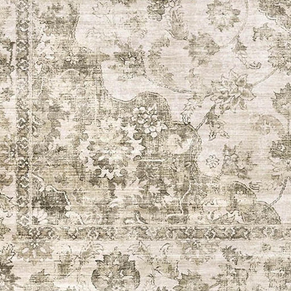 HomeRoots 8' Brown and Beige Floral Medallion Area Rug – Durable, Stain-Resistant, Machine Washable Elegance 8' X 10' 713558