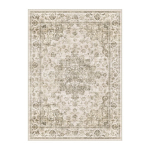 HomeRoots 8' Brown and Beige Floral Medallion Area Rug – Durable, Stain-Resistant, Machine Washable Elegance 8' X 10' 713558