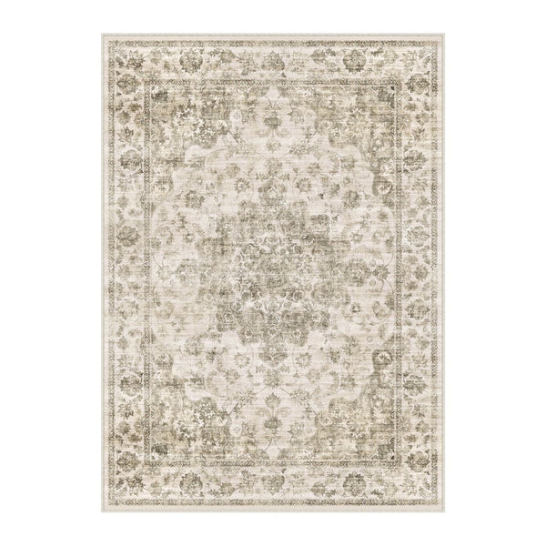 HomeRoots 8' Brown and Beige Floral Medallion Area Rug – Durable, Stain-Resistant, Machine Washable Elegance 8' X 10' 713558
