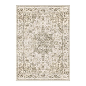 HomeRoots 8' Brown and Beige Floral Medallion Area Rug – Durable, Stain-Resistant, Machine Washable Elegance 9' X 12' 713559