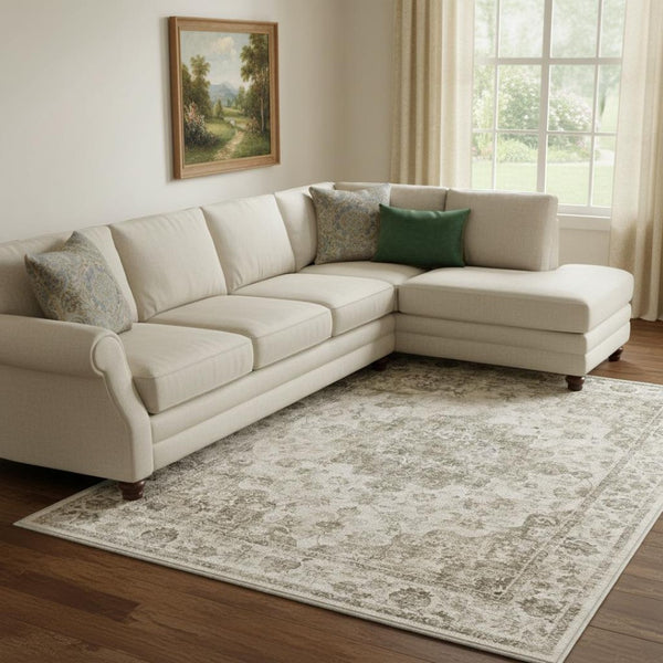 HomeRoots 8' Brown and Beige Floral Medallion Area Rug – Durable, Stain-Resistant, Machine Washable Elegance 9' X 12' 713559
