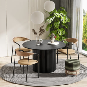 HomeRoots 60" Natural Wood Pedestal Round Dining Table - Stylish, Spacious, and Perfect for Modern Living Spaces! 713566