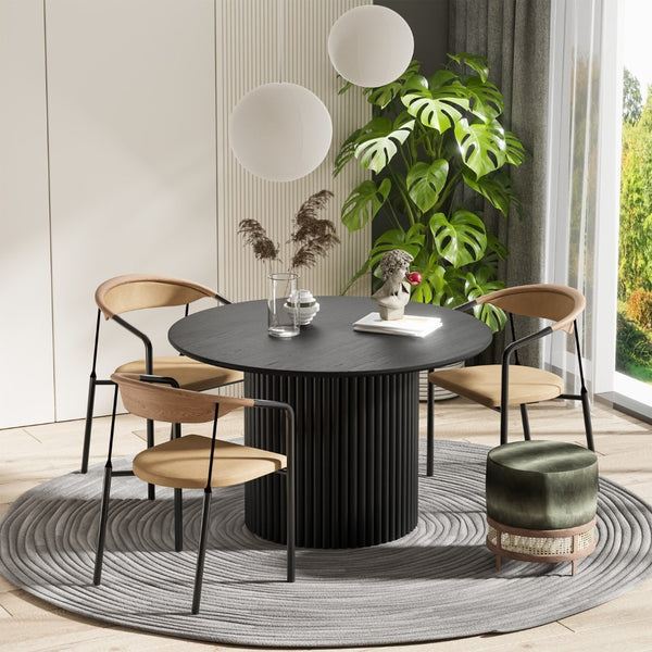 HomeRoots 60" Natural Wood Pedestal Round Dining Table - Stylish, Spacious, and Perfect for Modern Living Spaces! 713566