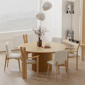 HomeRoots 60" Black Wood Pedestal Dining Table - Stylish Round Top for Modern Homes, Game Nights & More! 713567