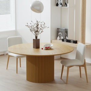 HomeRoots 60" Black Wood Pedestal Dining Table - Stylish Round Top for Modern Homes, Game Nights & More! 713567