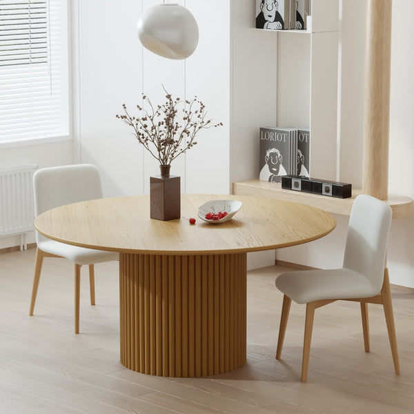 HomeRoots 60" Black Wood Pedestal Dining Table - Stylish Round Top for Modern Homes, Game Nights & More! 713567